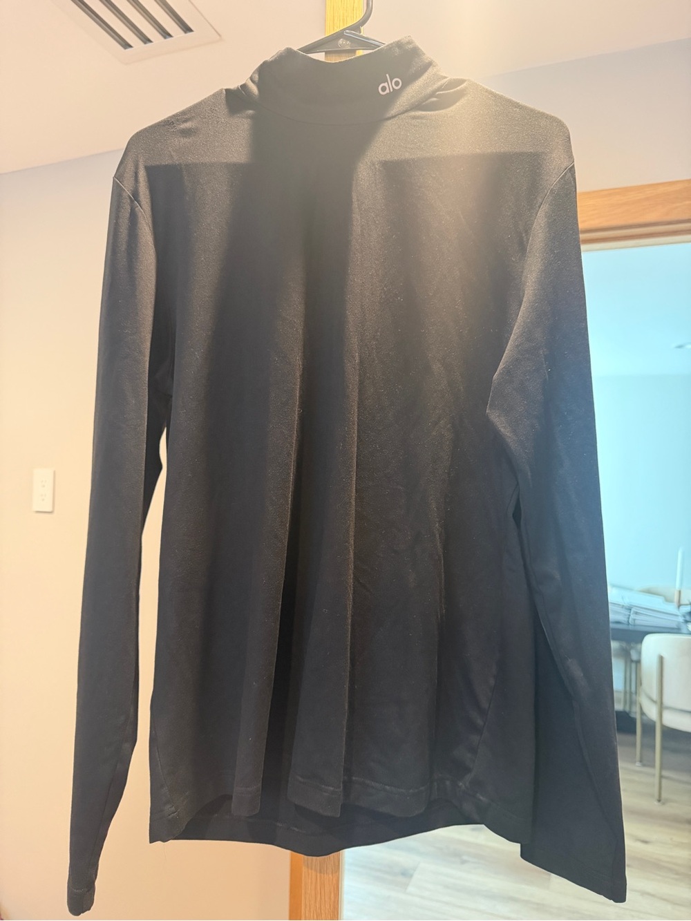 ALO Black Long Sleeve Logo turtleneck top